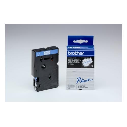 Brother Beschriftungsband blau auf weiss (TC293), 9mm, laminiert