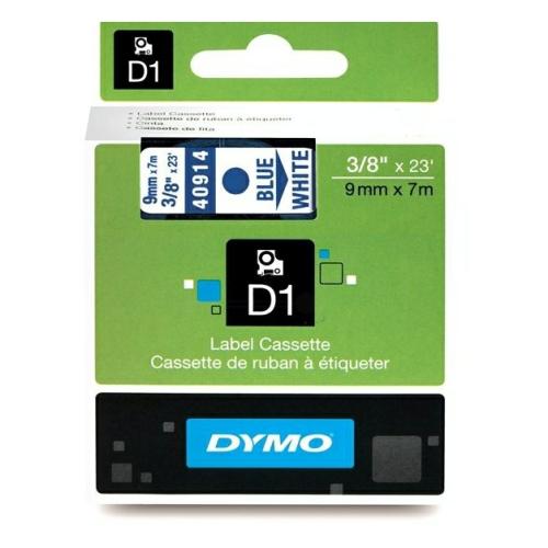 Dymo Etiketten blau auf weiss (40914 / S0720690), 9mm, laminiert