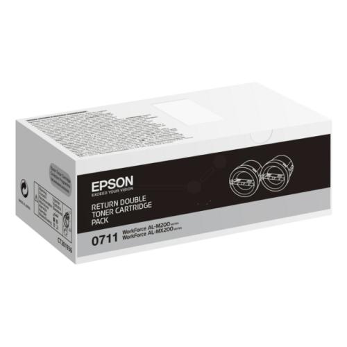Epson Toner schwarz (C13S050711 / 0710) (Doppelpack, Return, hohe Kapazität)
