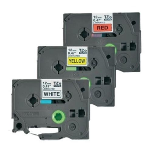 Brother Beschriftungsband schwarz auf weiss / rot / gelb (TZE31M3), 12mm, laminiert (Multipack)