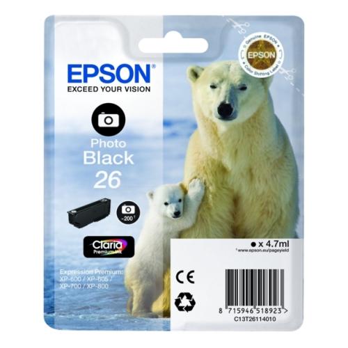 Epson Tintenpatrone schwarz foto (C13T26114012 / 26)