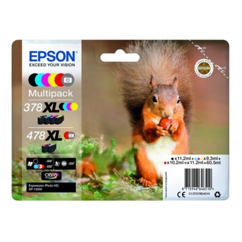 Epson Tintenpatrone schwarz / Cyan / magenta / gelb / rot / grau (C13T379D4010 / 378XL478XL) (Multipack, hohe Kapazität)