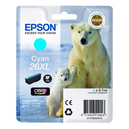 Epson Tintenpatrone Cyan (C13T26324012 / 26XL) (hohe Kapazität)