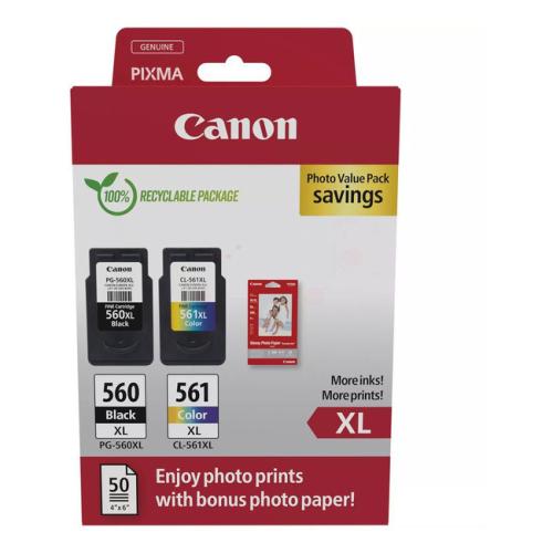 Canon Druckerpatrone / Fotopapier schwarz / Farbe (3712C008 / PG560XL+CL561XL) (Doppelpack, Multipack)