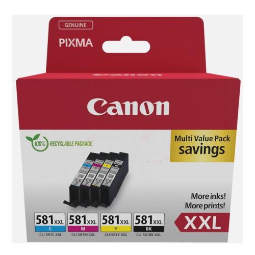 Canon Tintenpatrone schwarz / Cyan / magenta / gelb (1998C006 / CLI581XXL) (Multipack, hohe Kapazität)